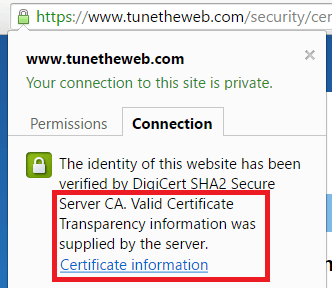 How Chrome displays valid certificate transparency