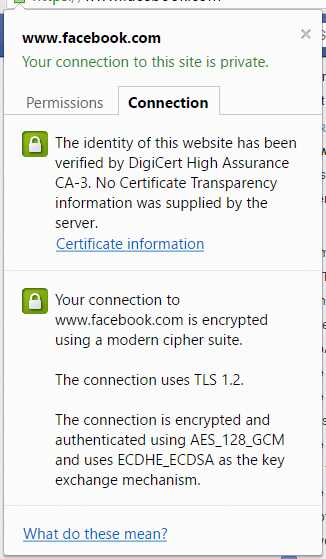 How Chrome displays no valid certificate transparency